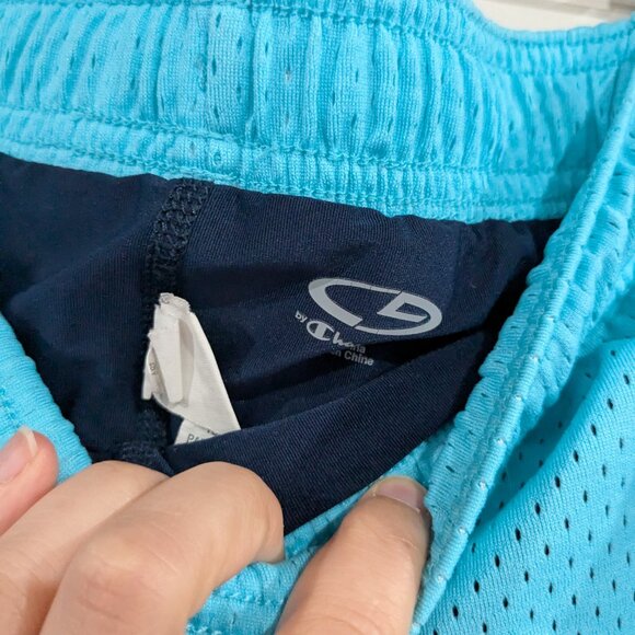 Champion Ahtletic Shorts with Running Liner Turquoise Navy Blue Size Small - Picture 3 of 4